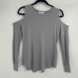 Lna Thermal Grey Spandex Modal Long Sleeve Off The Cold Shoulder Size Xs